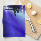 Adventance, Christmas Artdeco on Blue Green Rainbo キッチンタオル (四つ折り)