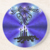 Adventance, Christmas Artdeco on Blue Green Rainbo コースター (正面)