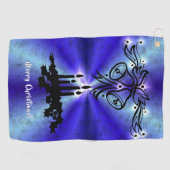 Adventance, Christmas Artdeco on Blue Green Rainbo ゴルフタオル (横)