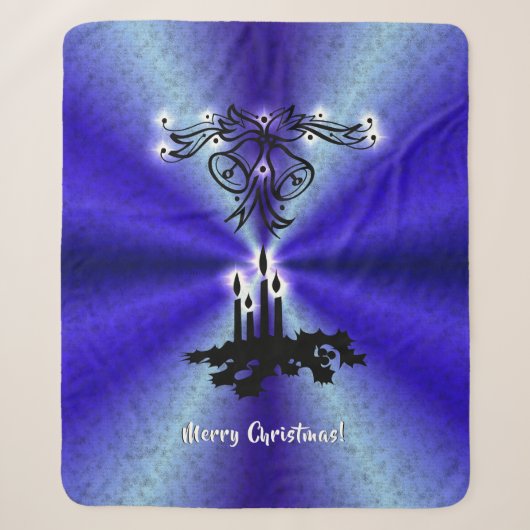 Adventance, Christmas Artdeco on Blue Green Rainbo シェルパブランケット (正面)
