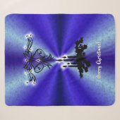 Adventance, Christmas Artdeco on Blue Green Rainbo シェルパブランケット (正面(横))