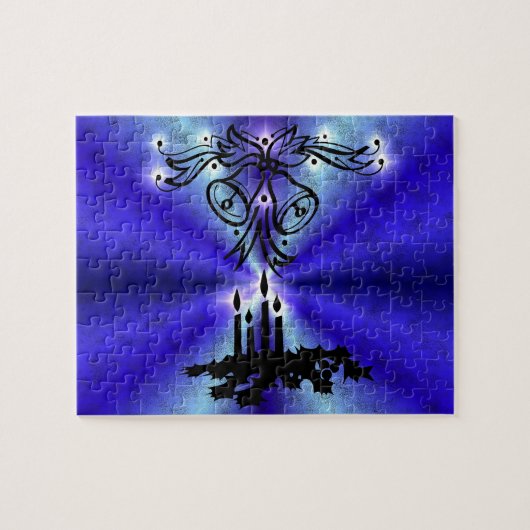 Adventance, Christmas Artdeco on Blue Green Rainbo ジグソーパズル (横)