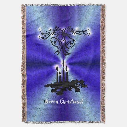 Adventance, Christmas Artdeco on Blue Green Rainbo スローブランケット (正面縦)