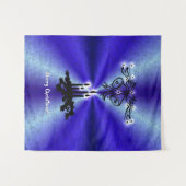 Adventance, Christmas Artdeco on Blue Green Rainbo タペストリー (正面(横))