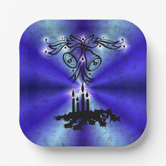 Adventance, Christmas Artdeco on Blue Green Rainbo ペーパープレート (正面)