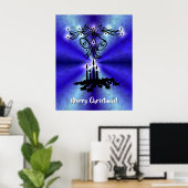 Adventance, Christmas Artdeco on Blue Green Rainbo ポスター (ホームオフィス)