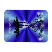 Adventance, Christmas Artdeco on Blue Green Rainbo マグネット (横)