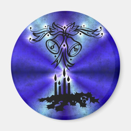 Adventance, Christmas Artdeco on Blue Green Rainbo マグネット (正面)