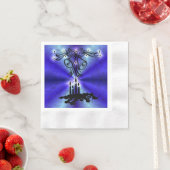 Adventance, Christmas Artdeco on Blue Green Rainbo 縁ありカクテルナプキン (インサイチュ)