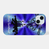 Adventance, Christmas Artdeco on Blue Green Rainbo iPhone 15ケース (裏面横)