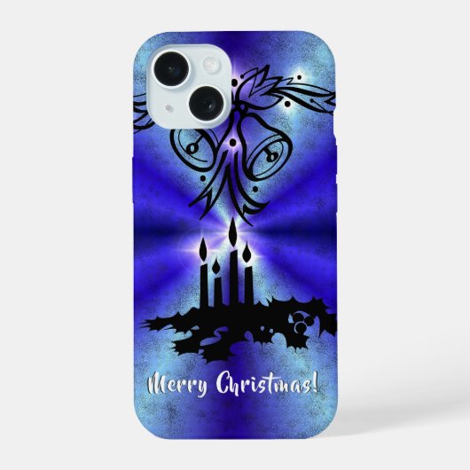 Adventance, Christmas Artdeco on Blue Green Rainbo iPhone 15ケース (裏面)