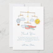 Adventure Airplane Hot Air Balloon Baby Shower サンキューカード (正面)