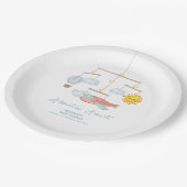 Adventure Airplane Hot Air Balloon Baby Shower  ペーパープレート (アングル)