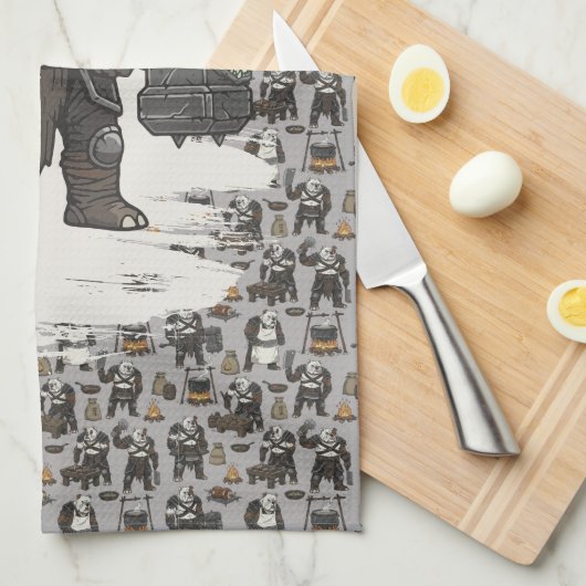 adventure American Bulldog gladiator dog キッチンタオル (四つ折り)