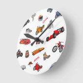 Adventure and Racing Enthusiast Peel and Stick  ラウンド壁時計 (傾斜)