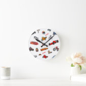 Adventure and Racing Enthusiast Peel and Stick  ラウンド壁時計 (ホーム)