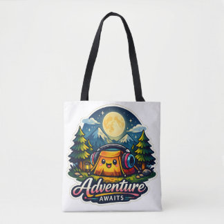 Adventure Awaits かわいいキャンプテントトートバッグ トートバッグ