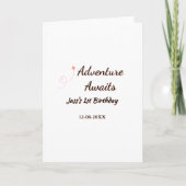 Adventure awaits 1st birthday name date planeretro カード (正面)