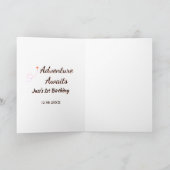 Adventure awaits 1st birthday name date planeretro カード (内部)