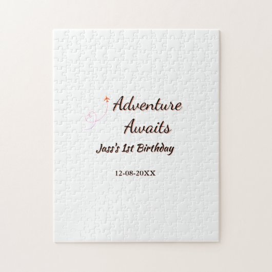 Adventure awaits 1st birthday name date planeretro ジグソーパズル (縦)