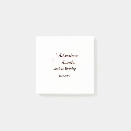 Adventure awaits 1st birthday name date planeretro ポストイット (正面)