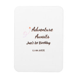 Adventure awaits 1st birthday name date planeretro マグネット