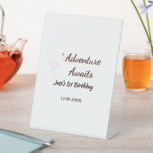 Adventure awaits 1st birthday name date planeretro 台座サイン (インサイチュ)