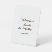 Adventure awaits 1st birthday name date planeretro 台座サイン (正面)