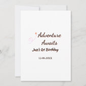Adventure awaits 1st birthday name date planeretro 招待状 (正面)