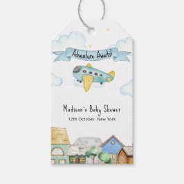 Adventure Awaits Aviator Airplane Baby Shower  ギフトタグ