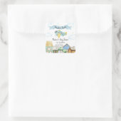 Adventure Awaits Aviator Airplane Baby Shower  スクエアシール (バッグ)