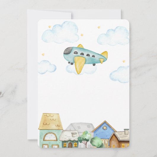 Adventure Awaits Aviator Airplane Baby Shower 招待状 (裏面)