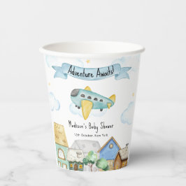 Adventure Awaits Aviator Airplane Baby Shower  紙コップ