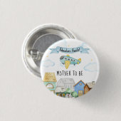 Adventure Awaits Aviator Mother To Be Baby Shower  缶バッジ (正面&裏面)