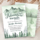 Adventure Awaits Baby Shower Rustic Green Mountain 招待状