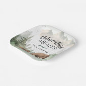 Adventure Awaits Baby Shower Woodland Forest Bear ペーパープレート (傾斜あり)