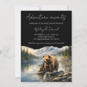 Adventure Awaits Bear & Cub Woodland Baby Shower 招待状 (正面)