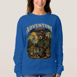 Adventure Awaits Bear Hiking Camping Vintage Hoodi スウェットシャツ