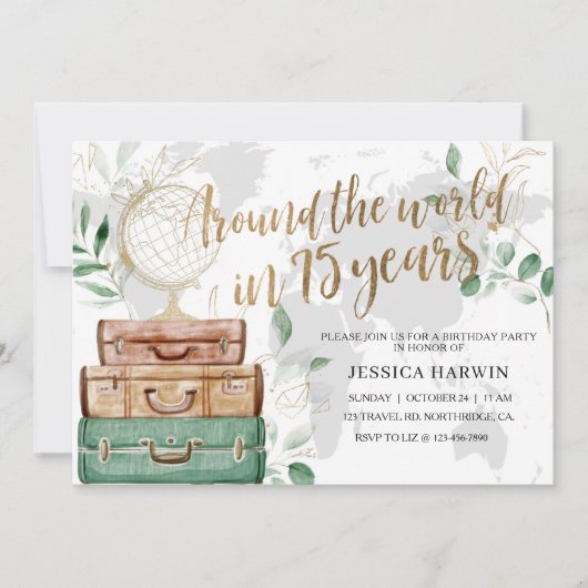 Adventure awaits BIRTHDAY, 75TH, Travel theme 招待状 (正面)