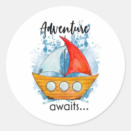 Adventure Awaits Boat ラウンドシール (正面)