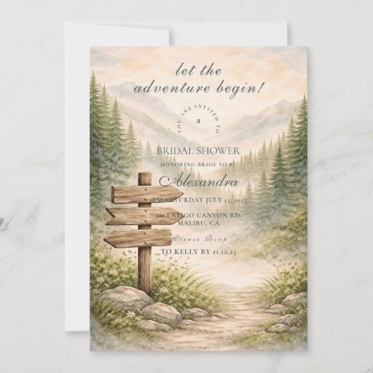 Adventure Awaits Bridal Shower 招待状 (正面)