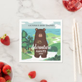 Adventure Awaits Brown Bear Landscape Baby Shower スタンダードカクテルナプキン (インサイチュ)