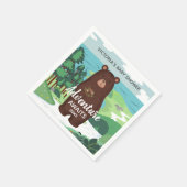 Adventure Awaits Brown Bear Landscape Baby Shower スタンダードカクテルナプキン (角)