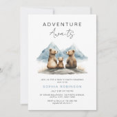Adventure Awaits Brown Bears Safari Baby Shower 招待状 (正面)