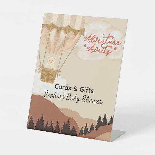 Adventure Awaits, Cards & Gifts Baby Shower 台座サイン (正面)