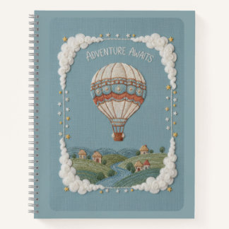 Adventure Awaits Embroidered Hot Air Balloon ノートブック