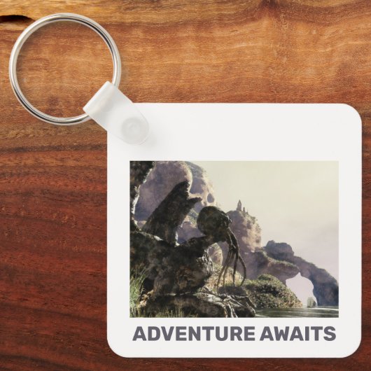 Adventure Awaits. Fantasy landscape キーホルダー (正面)
