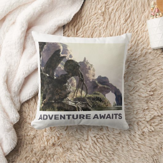 Adventure Awaits. Fantasy landscape クッション (ブランケット)
