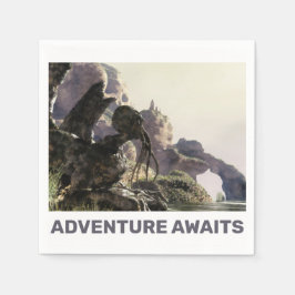 Adventure Awaits. Fantasy landscape スタンダードカクテルナプキン