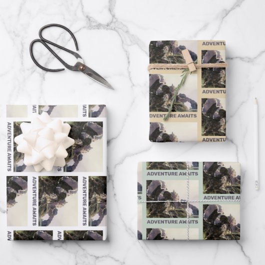 Adventure Awaits. Fantasy landscape ラッピングペーパーシート (正面)